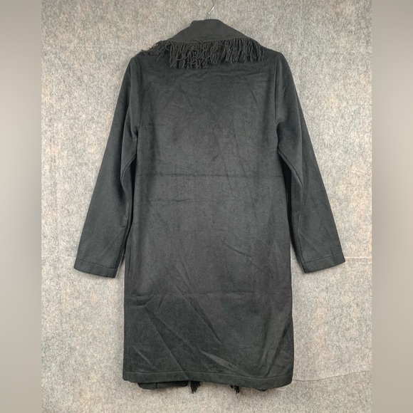 BB Dakota by Steve Madden Womens Size Small Fringe Off Coat in Black NWT - Picture 2 of 6